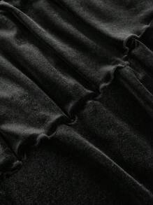 SHEIN MOD Falda de cola de sirena con volantes negra de estilo retro para tallas grandes