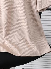 SHEIN Tweenboy Casual Textured Ribbed Fabric Polo Shirt With Collar, Suitable For Spring, Summer, Autumn, Travel & School - Khaki - View 6