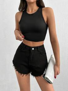 RueChic 超迷你白色短款毛边 - 250 克 - 黑色 - 查看 5