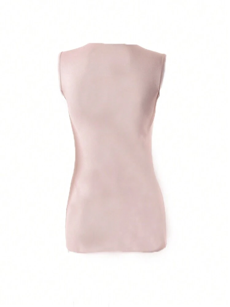 Women's Fashionable Sexy Slogan Print Sheer Camisole - Apricot - View 2