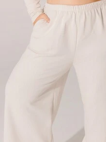 Aralina Curve Relaxed Mid-Rise Elastic Waist Straight Leg Trackpant - Grey - View 3