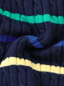 PrepCrw Blusa de manga larga y botones delanteros a rayas, minimalista, para uso diario casual de niña - Azul - Ver 5