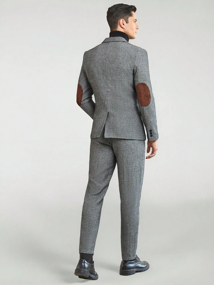 Men's Woven Suit Jacket And Trousers Set