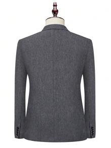 Manfinity Mode Plus Size Men Business Commuter Jacket And Pants Suit Set - Dark Grey - View 2