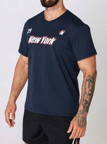 Manfinity Sport Corelite Boyfriend-Stil Herren Rundhals Kurzarm Lässig Sport T-Shirt mit Buchstaben-Muster