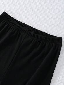 SHEIN Set de 2 piezas de ropa interior térmica de manga larga y pantalón largo a juego en color negro, para adolescentes - Negro - Ver 5