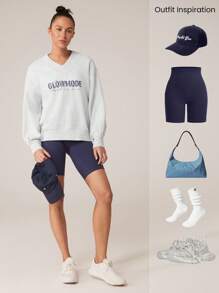 GLOWMODE 日常羊毛超大 V 领图案运动衫日常休闲全冬