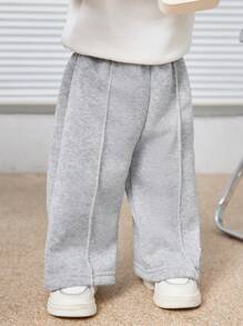 SHEIN Baby Boys Letter Printed Thermal Lined Sweatpants, Casual & Loose Fit, Suitable For Commuting, School, Travel, Daily Wear & Sports, Autumn/Winter