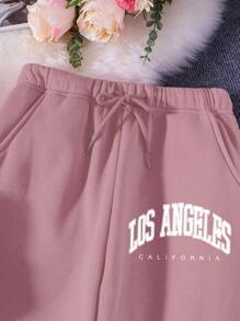 INAWLY 女士字母印花圆领长袖运动衫和运动裤休闲套装