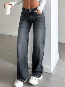 SHEIN Tall CYT 女式低腰直筒牛仔裤