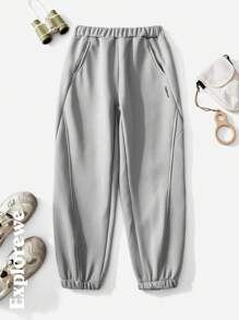 SHEIN Tween Boys Letter Print Elastic Waist Pockets Fashionable Sweatpants