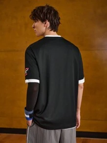Gym Rark 男友风男士字母印花圆领短袖日常健身运动 T 恤 - 黑色 - 查看 2