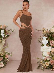 L'Amorae Lace Crop Top & Mermaid Hem Skirt Two Pieces Set