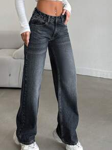 SHEIN Tall CYT 女式低腰直筒牛仔裤