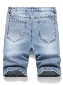 Manfinity EMRG Men's Front Button Pocket Distressed Casual Denim Shorts