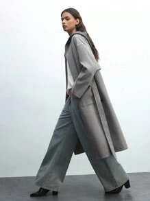 Maija Women's Classic Casual Overcoat With Side High Slit, Button Decor, Dual Pocket, Gray, Spring Everyday Versatile - Grey - View 8