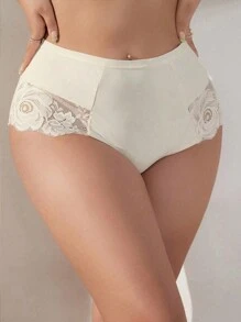 Women's Plus Size Single Lace Patchwork Sexy Panty - Apricot - View 4