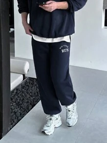 DAZY 男士纯蓝色卫衣套装，秋季七分拉链款 - 藍色 - 查看 6