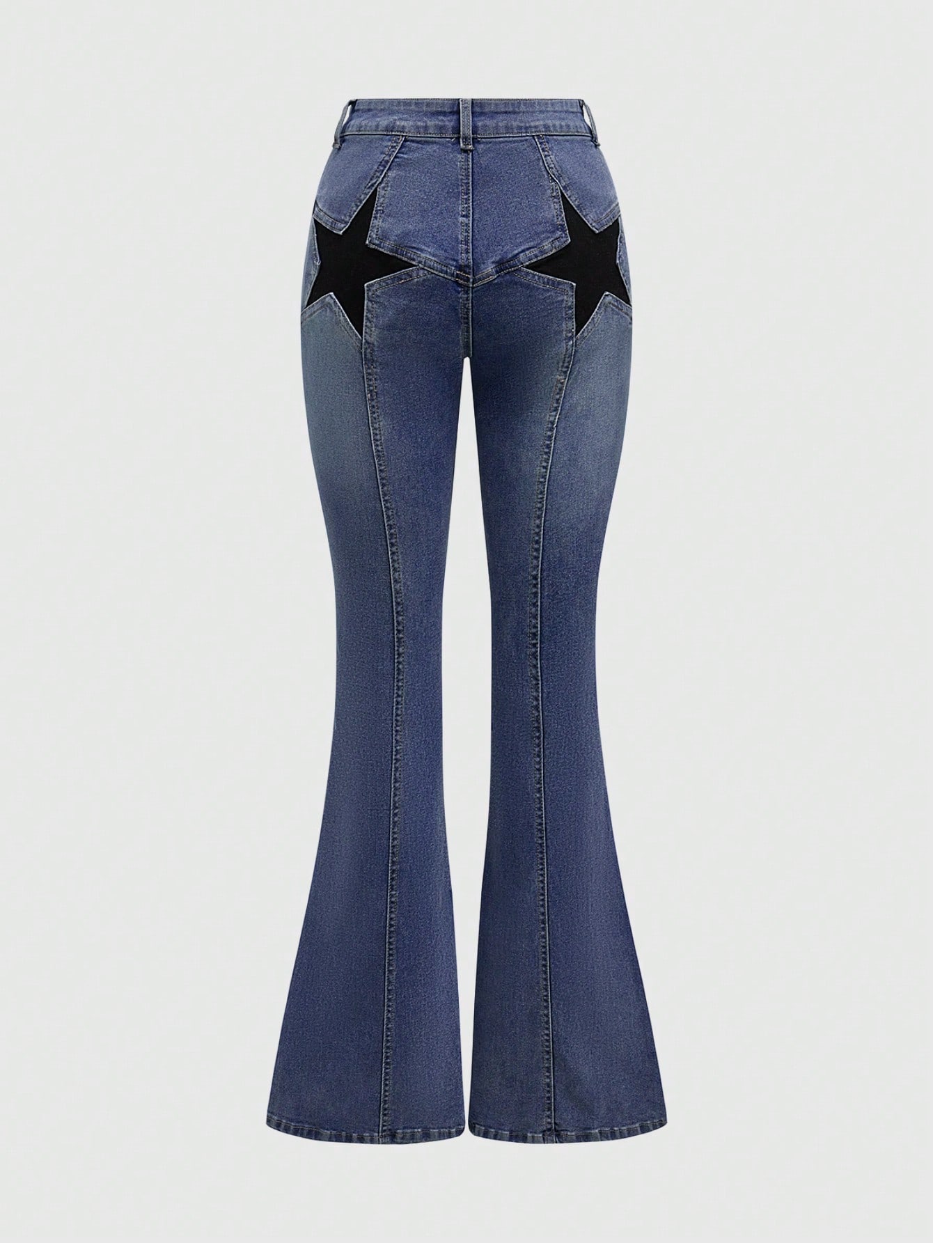 Our Grunge Punk Y2K Butt Star Embroidered Tight Flared Jeans is