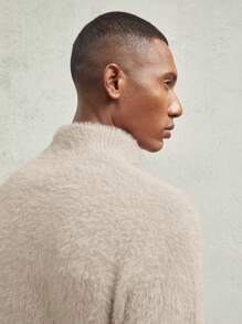 AKNOTIC Business Casual Cárdigan corto casual de media cremallera con cuello de polo, ajuste delgado, de punto de seudocashmere de visón para hombres