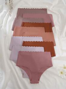 10pcs/Set Women Adhesive Comfortable Arcuate-Edged Panties, Casual - Multicolor - View 2