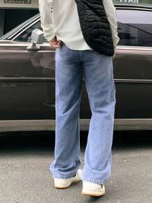 SHEIN Teenager Jungen Lässige Mode Blaue Loose und Komfortable Jungen Jeans für Alltagskleidung und Herbstkleidung
