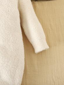 1 件婴儿（男孩）针织连体衣，带有可爱的熊图案，面料柔软温暖，适合休闲穿着，秋冬季