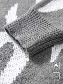 Claim Dot 男士圆领长袖图案细节休闲毛衣，适合秋冬