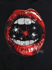 Manfinity VCAY 1 pieza Sudadera con capucha casual con estampado de labios para hombre, sudadera con capucha de manga larga con diseño gráfico para salir, regalo para amigos, esposo, novio