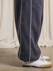 AiiRZ Athletic Jogger Sweatpants With Side Piping Drawstring Waist Relaxed Fit Perfect For Loungewear Workout Fall Winter Athleisure Wear - Navy Blue - View 4