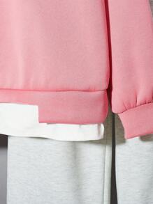 SHEIN 2pcs/Set Teen Boys Casual Korean Loose Asymmetrical Hem 2 In 1 Sweatshirt And Pants Set, Suitable For Autumn/Winter Occasions Like Outing, Halloween, School, Holiday - Multicolor - View 5