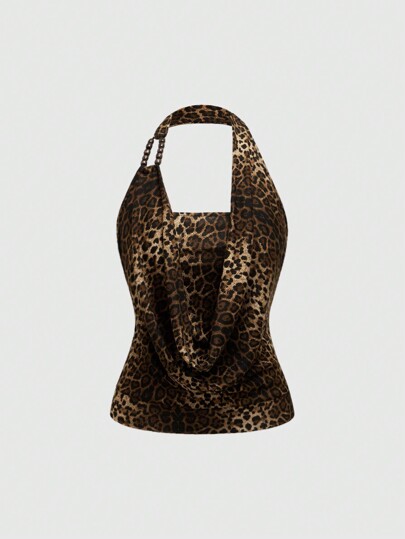 Grunge Punk Gyaru Retro Subculture Beaded Slim Fit Women Halter Top