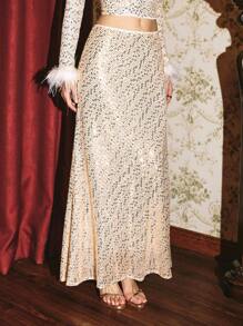 Poéselle 女士半身裙 派对半身裙 超长裙 派对亮片裙 女士 A 字裙 优雅日常穿着 音乐会女装 复古裙 俱乐部女装 晚会女装 正式舞会金色裙 返校节生日优雅冬装 婚礼女装半身裙 派对女装半身裙 冬季女装金色派对 轻松别致必备 除夕夜优雅情人节 轻松别致必备 - 香檳色 - 查看 4