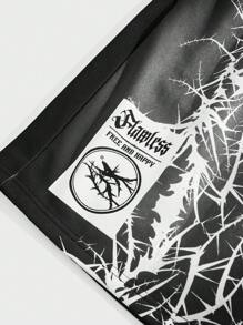 Manfinity VCAY Men's Digital Print Loose Knit Long Sleeve Sweatshirt Set, For Fall Winter - Black - View 6