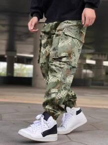 Manfinity Roghcode Men's All-Over Print Pocket Design Casual Pants, Everyday Wear - Multicolor - View 4