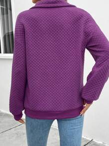 SHEIN LUNE 秋季新款时尚欧式立领保暖纯色半拉链前套头衫女式运动衫