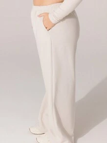 Aralina Curve Relaxed Mid-Rise Elastic Waist Straight Leg Trackpant - Grey - View 5