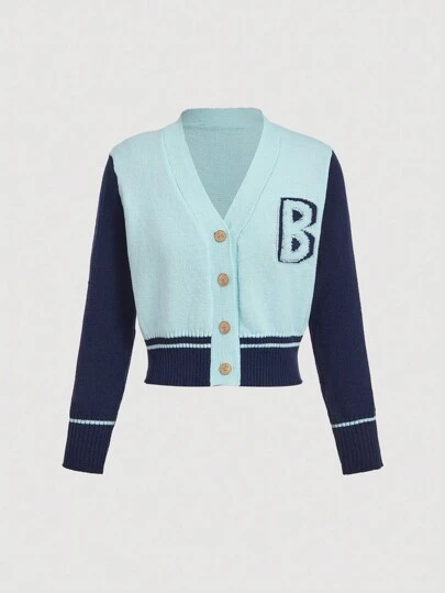 SHEIN MOD Black And Leopard Print Contrast Fluffy Collar Fitted Long Sleeve Knitted Cardigan