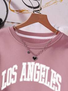 INAWLY 女士字母印花圆领长袖运动衫和运动裤休闲套装