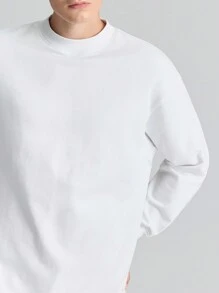 Ontre 男士春季白色圆领长袖休闲宽松 T 恤，简约经典设计，适合日常穿着、聚会、工作通勤