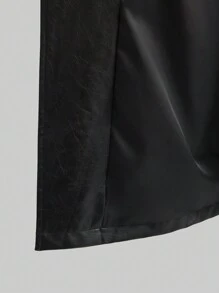 Ontre Ladies 2025 New Black PU Single-Button Pocket Casual Loose Long Sleeve Jacket, Daily, Work, Valentine's Day, Spring