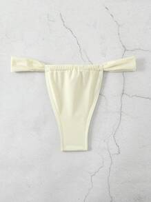 Swim Vcay Summer Beach Women Solid Color Ruched Bikini Bottoms - Beige - View 5
