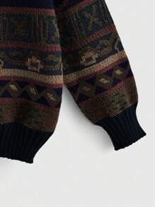 ROMWE Fairycore 秋冬休闲复古几何图案毛衣 - 彩色 - 查看 3