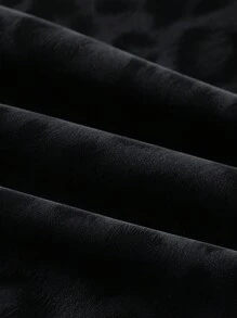 Chiquease 女士时尚豹纹重叠腰短裤，夏季 - 黑色 - 查看 4