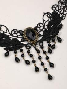 ROMWE Goth Punk Cross Lace Necklace, Lolita Gothic Vintage Niche Choker Collar Necklace For Women