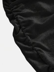 SHEIN Girlism Elegant Luxurious Open Shoulder Pleated Tulip Hem Fitted Knit Party Dress, Suitable For Dates, Gatherings, Birthdays, Parties - Black - View 4