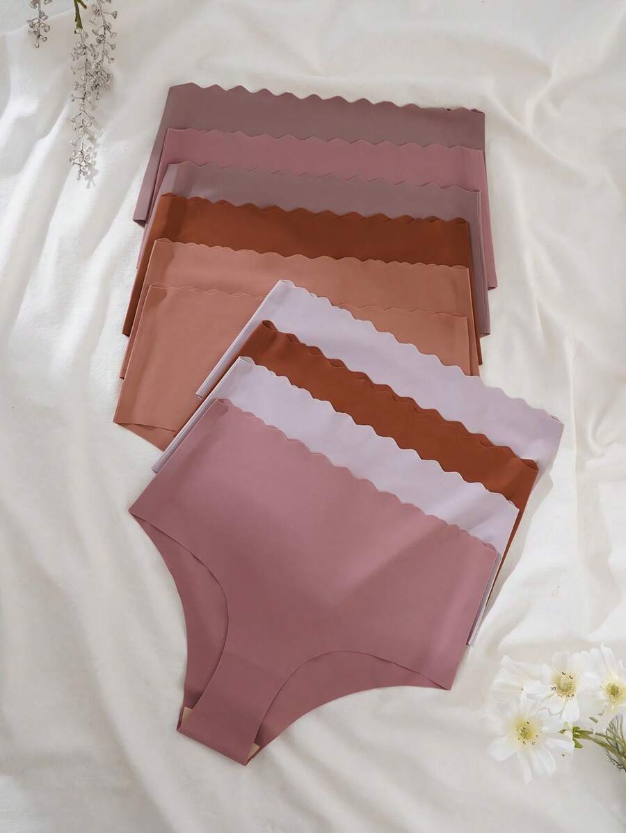 10pcs/Set Women Adhesive Comfortable Arcuate-Edged Panties, Casual - Multicolor - View 1