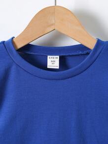 5pcs/Pack Young Boy Basic Solid Color Round Neck Casual T-Shirt - Multicolor - View 5