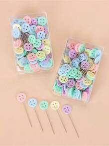 100pcs Dressmaking Pins Embroidery Patchwork Pins Accessories Tools Sewing Needle DIY Sewing Accessories Stainless Steel,Decoration - Multicolor - View 2