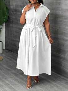 Slaydiva Vestido elegante de encaje con diseño floral y tirantes con lazo para mujer de talla grande